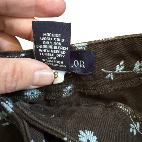 VTG Ann Taylor Early 2000s Y2K Floral Straight Leg Cropped Pants 16 Brown Blue - Picture 8 of 9